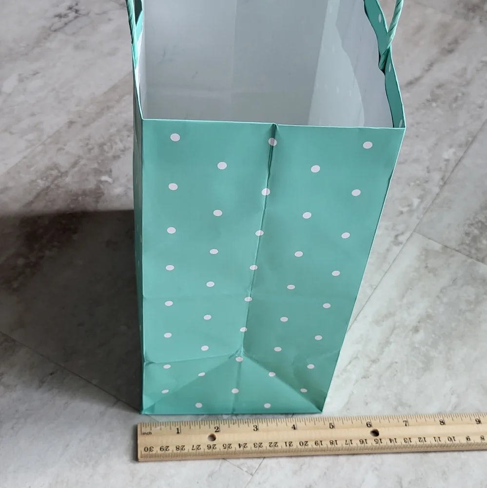 8-PACK Gift Bags NEW Mint Polkadot